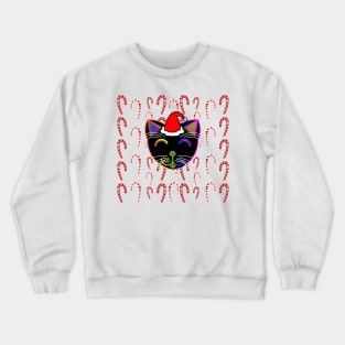 Happy Cat Candy Canes (Rainbow Cat) Crewneck Sweatshirt